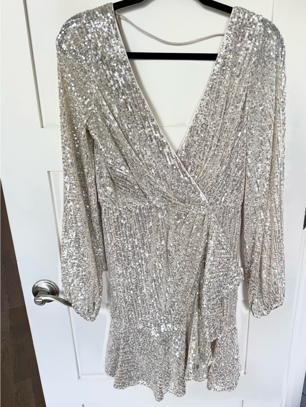 Ever New Sequin Wrap Mini Dress - Champagne